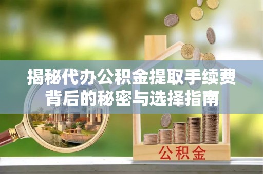 小店揭秘代办公积金提取手续费背后的秘密与选择指南